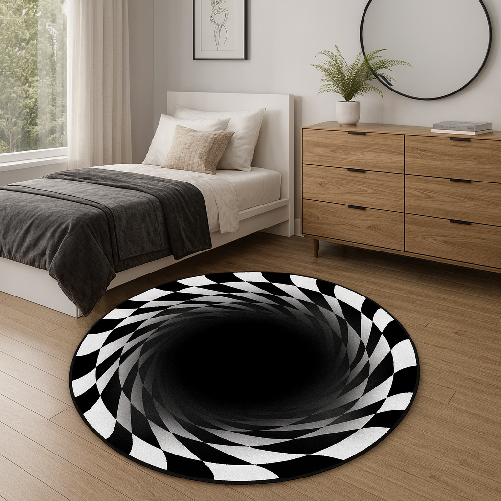 Spiraling Checkered Rug