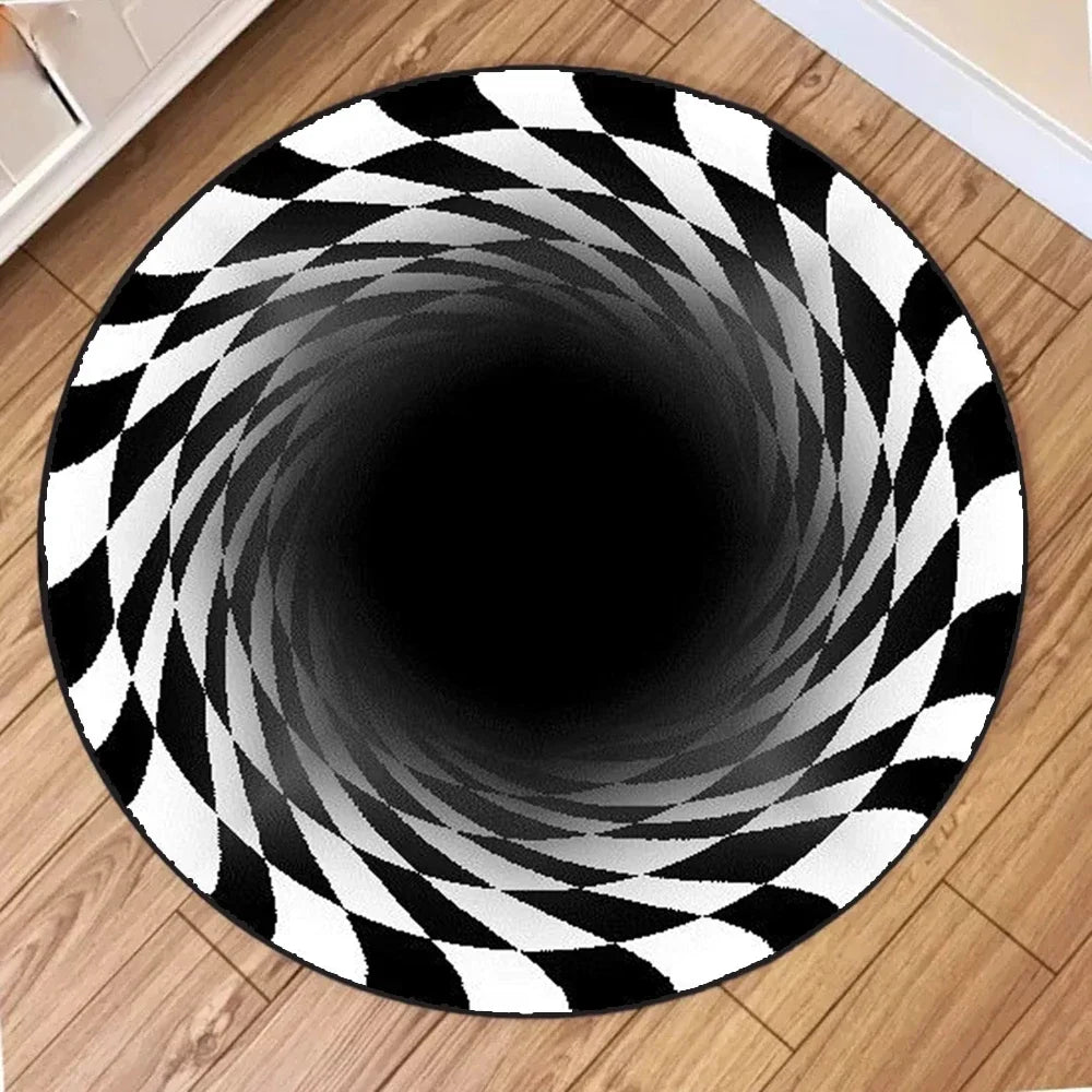 Spiraling Checkered Rug