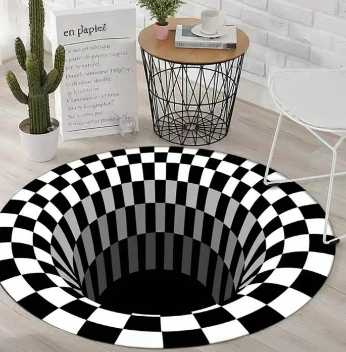 Spiraling Checkered Rug