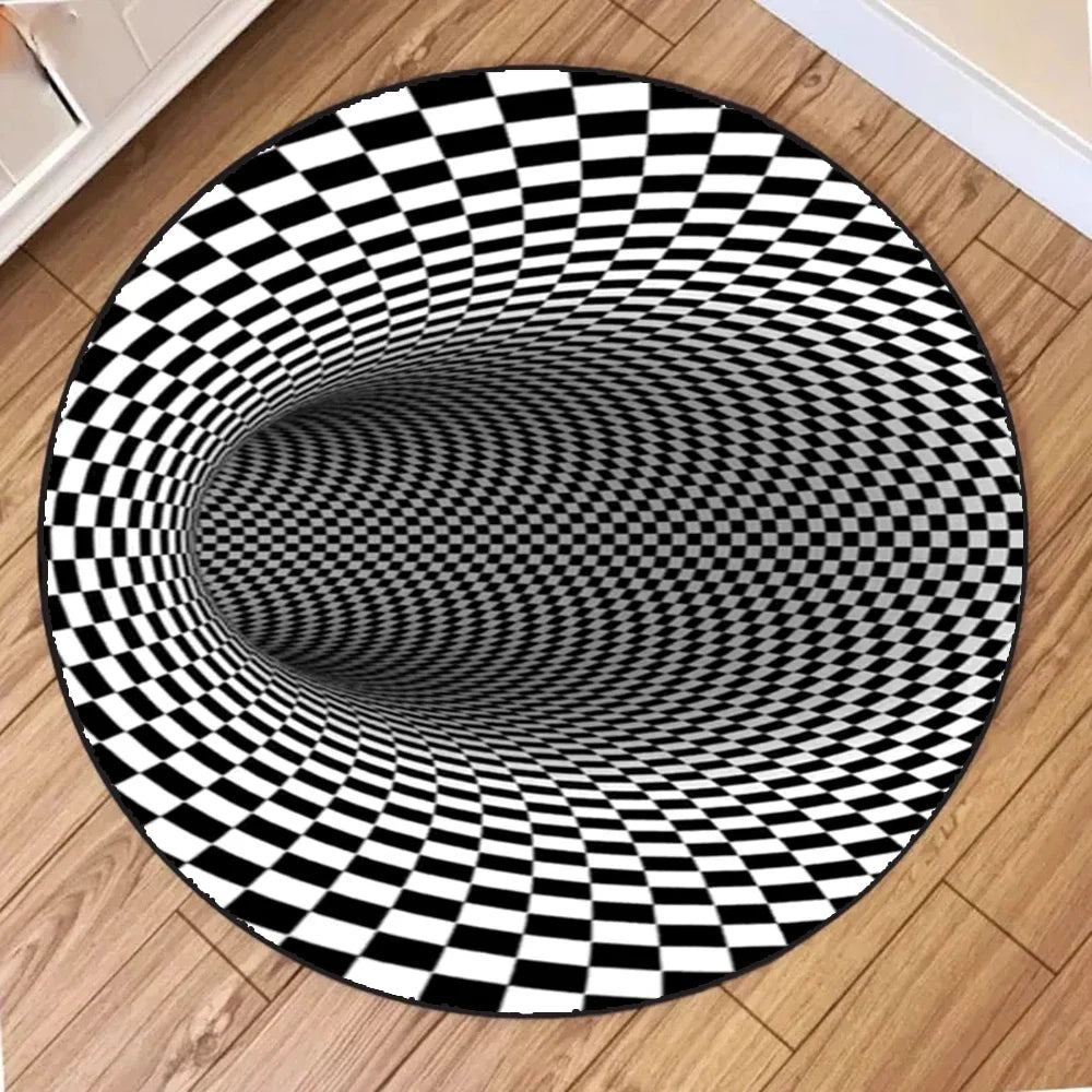 Spiraling Checkered Rug